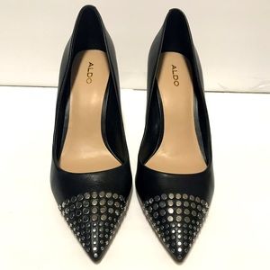 ALDO Leather Studded Toe Heels